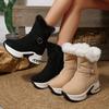 Большой размер толстая подошва высокая удобные теплые пушистые ботинки осень и зима новые металлическая пряжка зимние ботинки женские