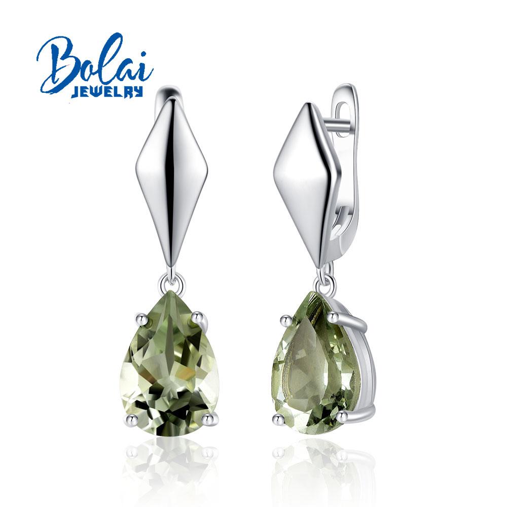 Новый дизайн, серьги с застежкой из натурального бразильского зеленого аметиста, стерлинговое серебро 925 пробы, изысканные ювелирные изделия, груша, 8*12 мм для женщин