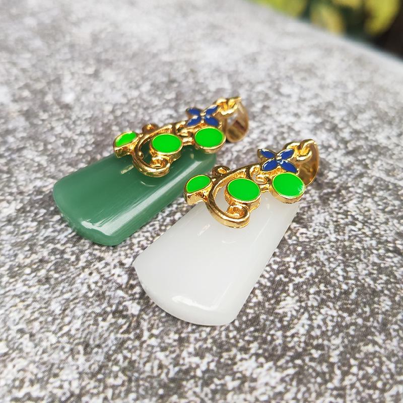 Позолоченное нефритовое ожерелье с подвеской Pixiu & Guanyin Buddha