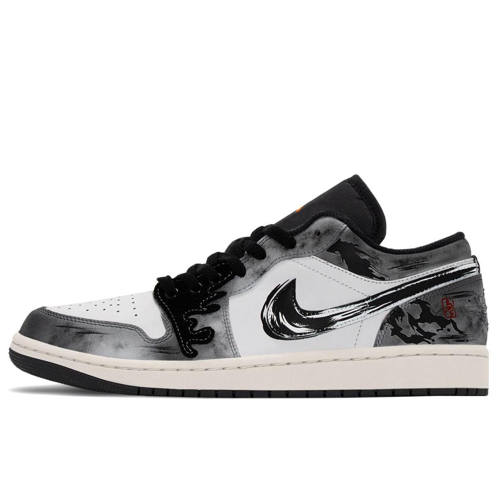 Jordan Air Jordan 1 CNY Box, Da Si Ma Low top Vintage Basketball Shoes Unisex Black White 553558-044(TeamA-S-BOX)