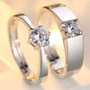 Кольцо для пары с цирконом в один карат, мужское и женское кольцо, живая пара, кольцо для свадьбы с бриллиантовой инкрустацией, открытое, мужское ювелирное изделие.