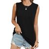 Летняя новая однотонная свободная майка без рукавов с круглым вырезом, повседневная женская футболка