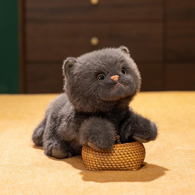 Игрушки-котята из плюша, имитирующие лежание, Мягкие пушистые мультяшные куклы-кошки, Милый декор для рабочего стола, Забавный подарок для семьи