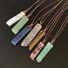 Natural Stone Pendant Raw Mineral Irregular Rectangle Quartz Pendulum Amazonite Tiger Eye Lapsi Pink Crystal Necklaces