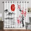 Японский пейзаж Традиционная живопись тушью Шторы-тени Гостиная Спальня Классические шторы Декор окна комнаты 2 панели
