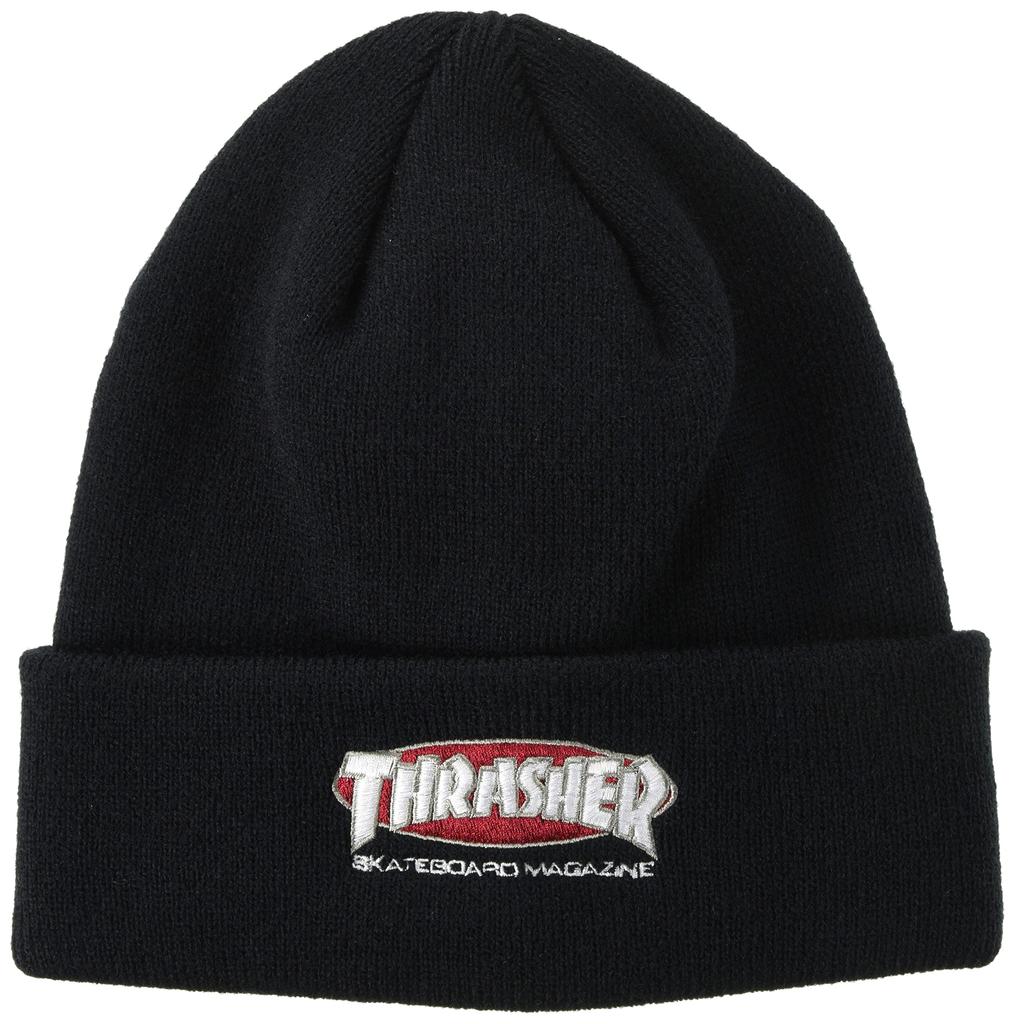 Thrasher Knit Cap OVAL MAG FR (Brand Logo) [22TH-N60 / BEANIE] Hat, Black,