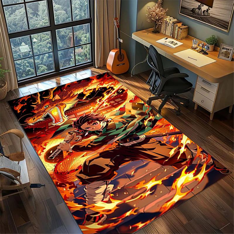 Demon Slayer" Large Area Rug Non Slip Washable Floor Mat Gamer Room Bedroom Home Decor—kwq20