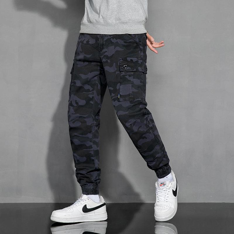 New men's, American ruffian handsome versatile sports tote overalls, camouflage loose casual pants elastic