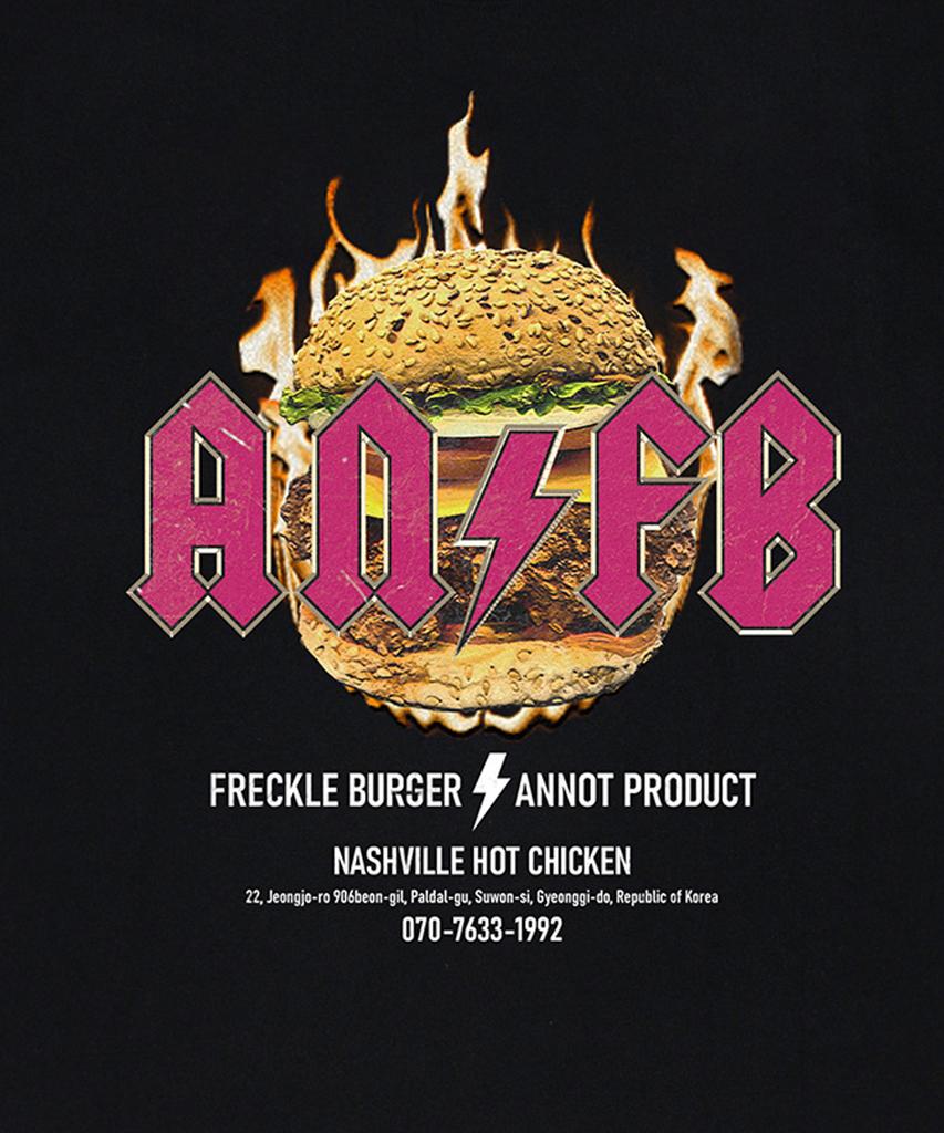 ANNOT [A Note X Freckle Burger] Chicken Burger T-Shirt Black