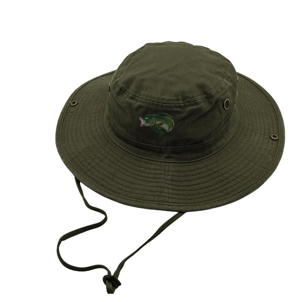 Outdoor Fishing Hat For Men Wide Brim Sun Protection Boonie Cap Army Green Tactical Hiking Safari Mesh Breathable Bucket Hat