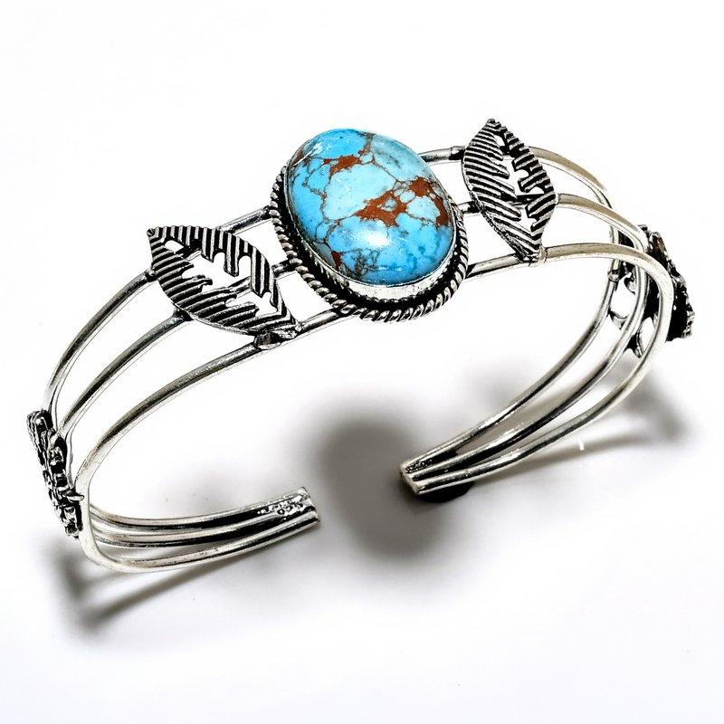 Тибетский бирюзовый драгоценный камень 925 посеребренный браслет-манжета ручной работы