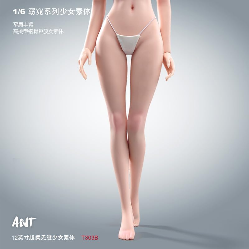 16 Scale Female Body, 12-inch, Ultra-Flexible Slim Body, 28 Joints, Mini 3D Action Doll, Bikini Set, Non-Removable Legs, Seamless Body (T303B White
