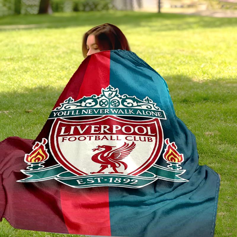 Liverpool FC Crest Sports Style Flannel Fleece Blanket Cozy Warm Throw Blanket For Couch Bed Travel All Season Use