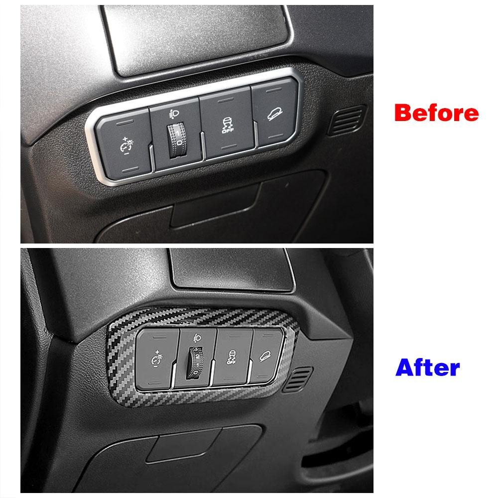 Для GWM Tank 300 2024 2024 RHD LHD Черные аксессуары Переключатель фар Рамка Отделка Карбоновый декор интерьера Наклейка на кнопку фары