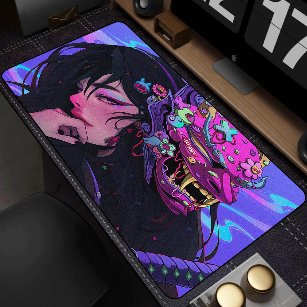 Игровой коврик для мыши 90x40 см Самурай Они Маска Девушки из Японии Deskmat Большой Игровой Профессиональный Премиум Коврик для мыши Аксессуары для контроля скорости