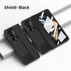 Full Protection Hinge Case for Samsung Galaxy Z Fold8 Ultra / 7 6 5 4 3 Plating PC+Leather Tempered Film Folding Kickstand Cover
