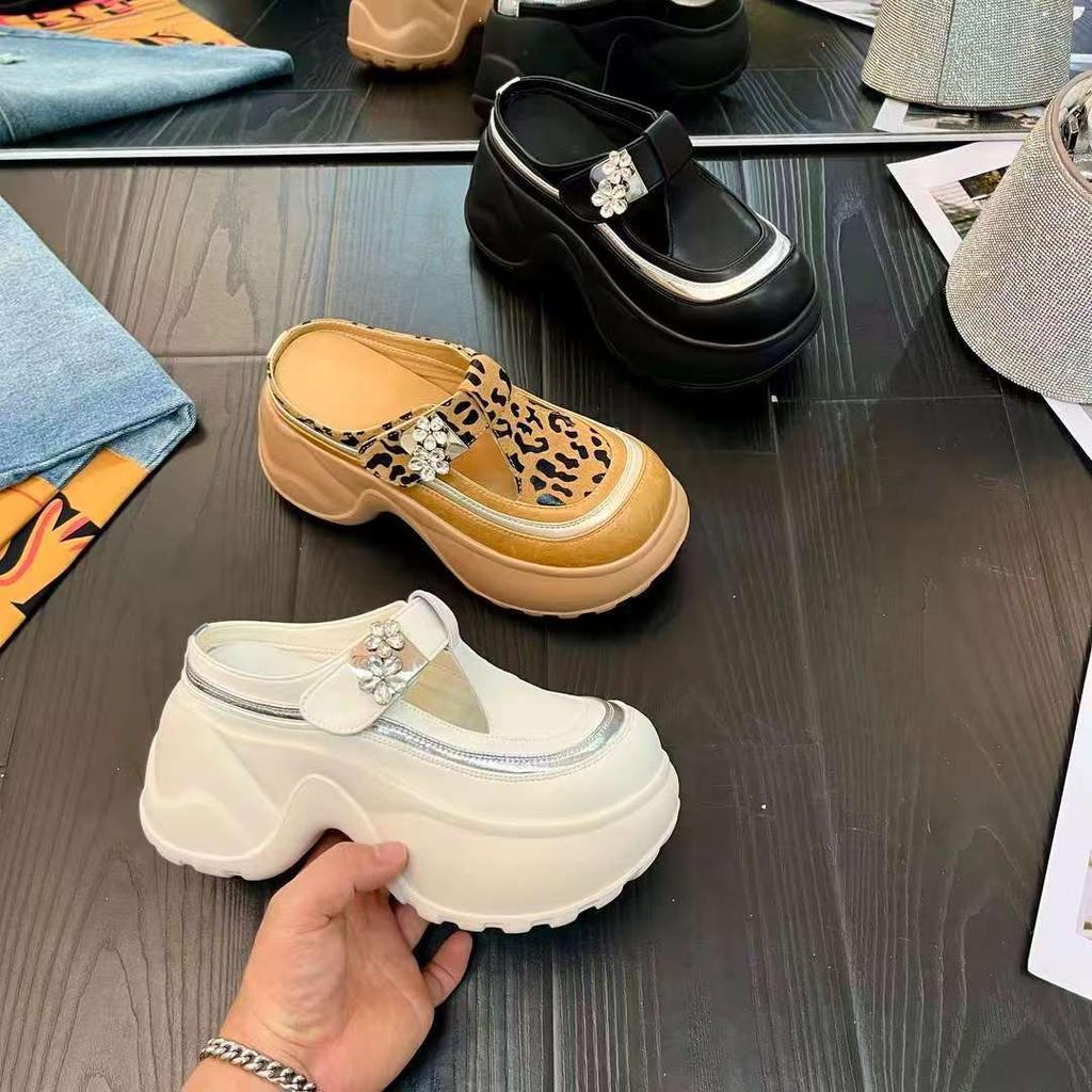 2025 New Summer Casual Fashion Muffin Women's Shoes Platform Heightening Slippers Women's Lazy Bag Head Wear-resistant Super Soft