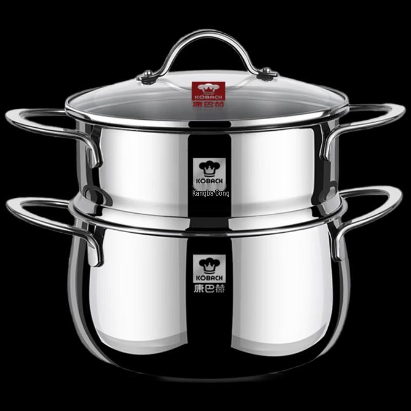 KOBACH 24cm 304 Stainless Steel 2-Layer Multi-Cooker Steamer Pot