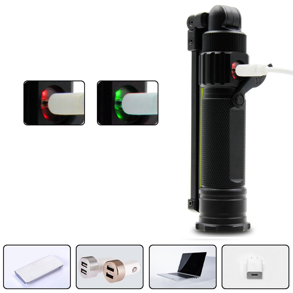 COB XPE светодиодный аварийный фонарик для кемпинга 18650 USB гаражный рабочий фонарь складной магнитный инспекционный фонарь на 360° красный стробоскоп SOS