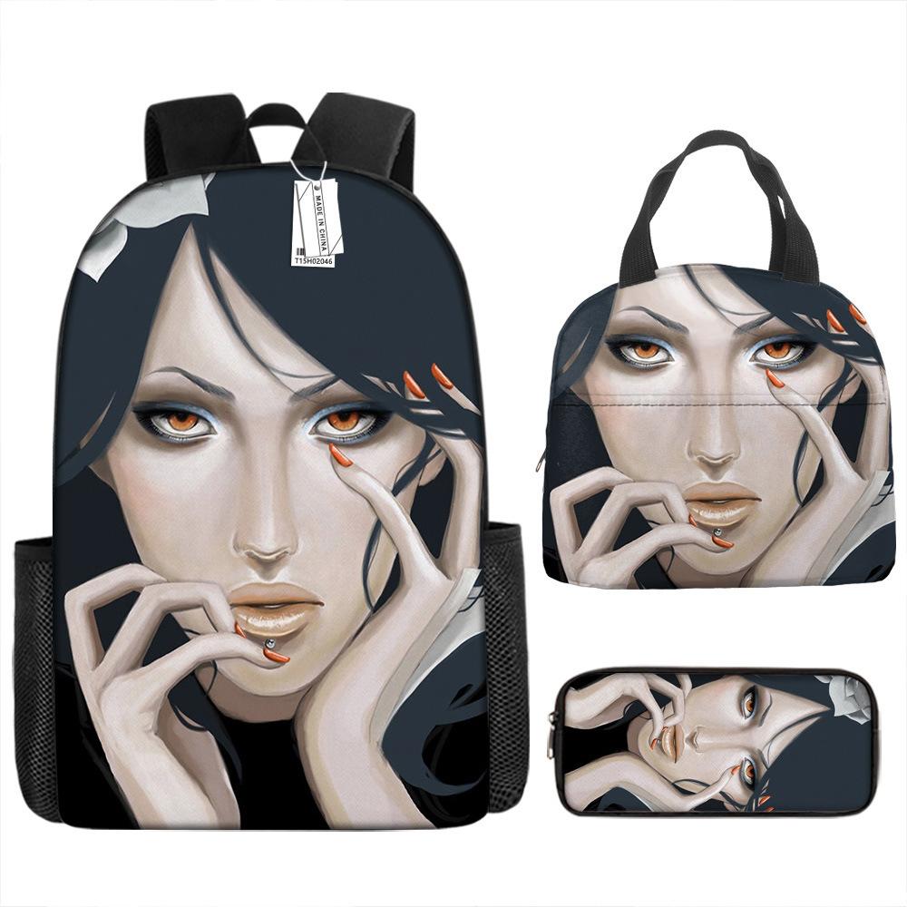 Рюкзак Наруто Рюкзак для начальной школы для мальчиков Рюкзак большой вместимости Сумка для ланча Пенал Набор из трех предметов