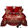 Длинноволокнистый хлопок плотностью 100, свадебная простыня и пододеяльник из четырех предметов, чистый хлопок, лоскутное одеяло с драконом и фениксом, красное стеганое одеяло, комплект из шести и десяти предметов