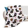 VIKAMA Cute Dachshund Blanket, Soft And Skin-Friendly Flannel Cartoon Printed Blanket, Sofa, Bedroom, Dormitory, Nap Blanket