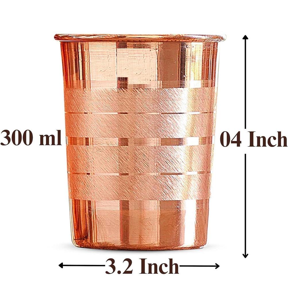 Простой стакан из чистой меди с роскошным дизайном, питьевая вода, йога-аюрведа, объем - 300 мл, 2 шт. в упаковке