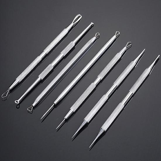 Useful Dual Head Design Acne Needle Stainless Steel White 10 Cm 1 Pc