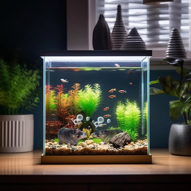 Fish Tank Bubbler Resin Aquarium Bubbler Hippo Fish Pump Pneumatic Air Stone Gallon Realistic Landscape Decoration For Living