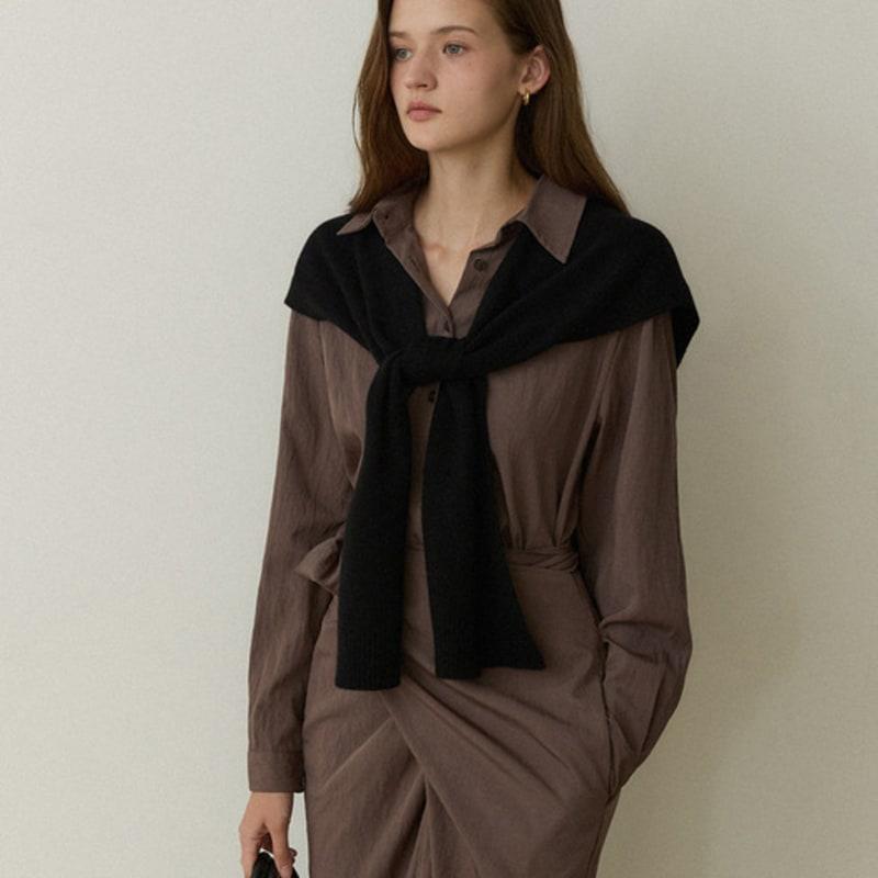 ADAUL Основной кожаный лейбл шерстяная вязаная шаль - 5 цветов