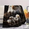 1Pc Eagle Bird Family Print Flannel Blanket, High quality Comfortable for All Seasons, Home Decor, Warmth and Comfort, Perfect for Christmas Gifts