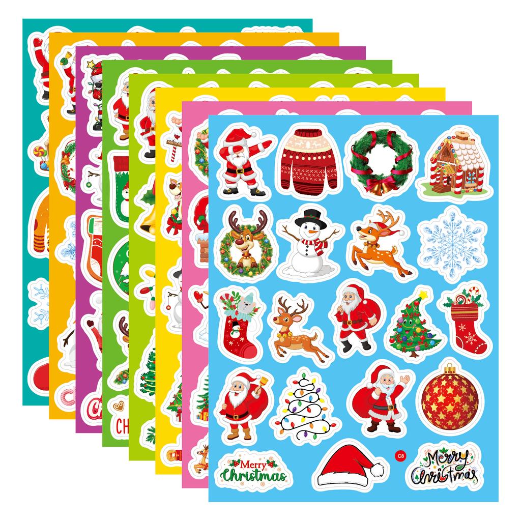 Christmas Stickers Stickers Waterproof Gift Party Decoration Stationery Stickers Cartoon Laser Christmas Stickers