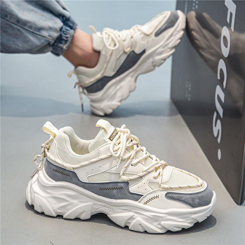 Men's Shoes Summer Breathable Mesh Sneakers New Casual Thick-soled Running Teenager Niche Dad Fashion Shoes