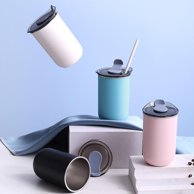 Чашка для кофе из нержавеющей стали объемом 300 мл, кружка с крышкой, простая термокружка для кофе, термобутылка, термос, кружка для напитков