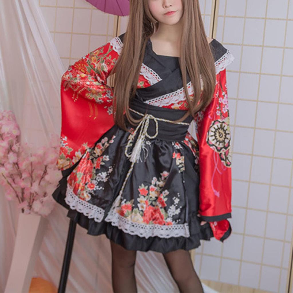 Милая японская одежда горничной с лентой-бабочкой в стиле ойран, костюм для косплея в стиле аниме, костюм-маскарад, костюм ойран, кимоно, сексуальный костюм