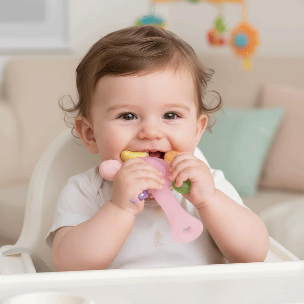 Safe Silicone Teether Candy Color Sensory Toys Cute Teething Ring Nursing