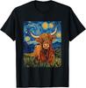 Funny Highland Cow Graphic - Van Gogh Style - Starry Night Gift Unisex T-Shirt