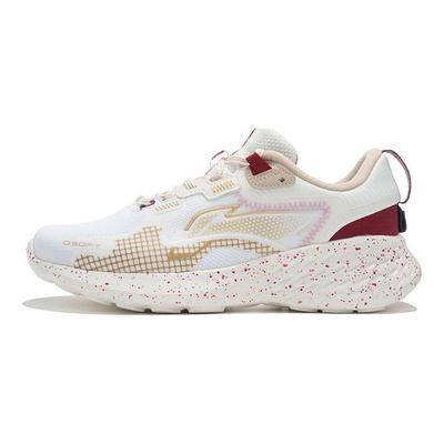 Li Ning Soft Element амортизирующие нескользящие износостойкие низкие спортивные повседневные туфли женские кроссовки белые платиново-красные AGLS012-4