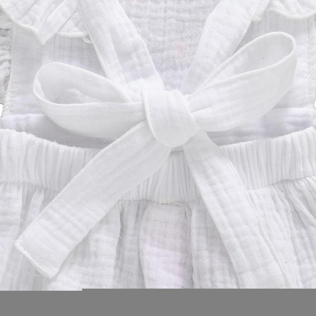 Newborn Baby Girls Ruffle Romper Embroidered Flower Jumpsuit Cotton Bodysuit Outfits Summer Clothes Sunsuit