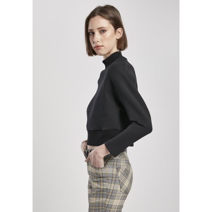Pull Femme - Urban Classics - Interlock Short Crew - Noir - Col Arrondi - Adulte
