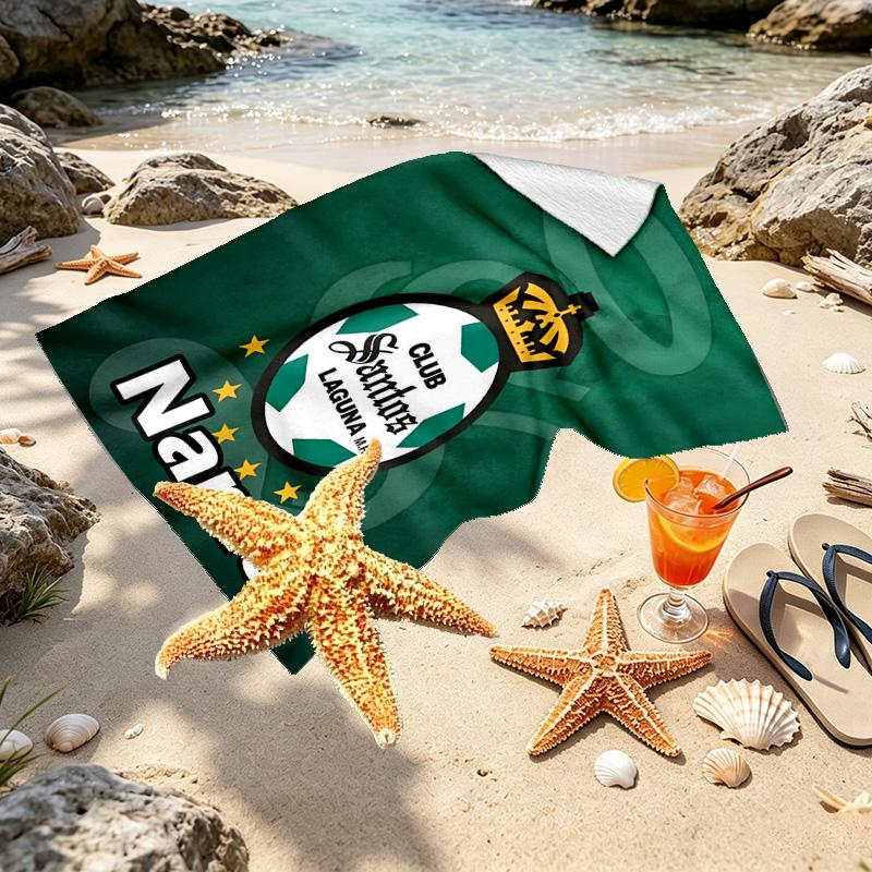 Custom Name Personalized Club Santos Laguna Print Beach Towel, for Trip Camping Beach Party Home Decor, Birthday Gift for Family & Friends