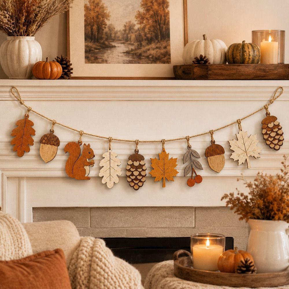 Leaves Nut Squirrel Merry Christmas Banner Cartoon Christmas Wall Ornament  Christmas Party