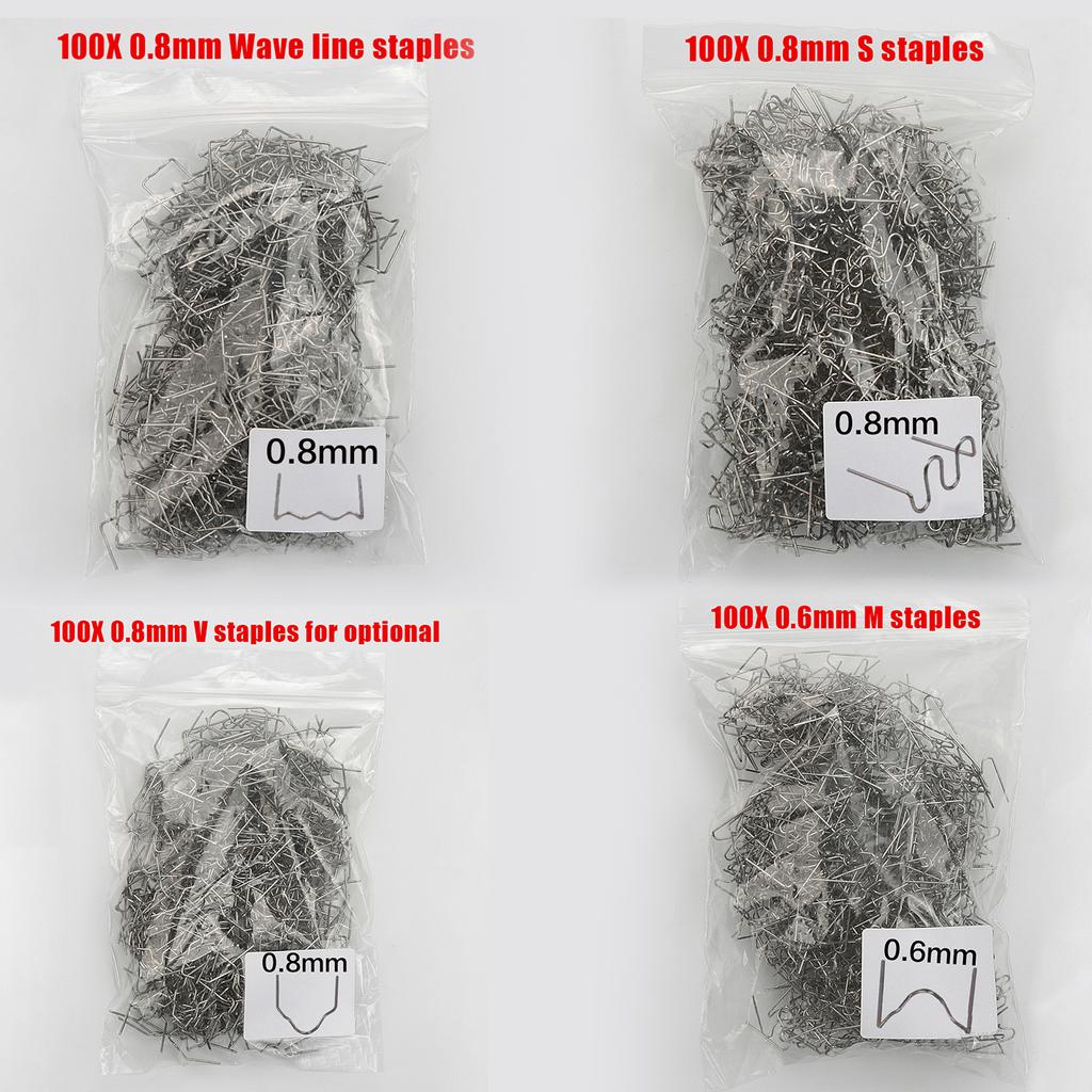 Универсальные 400 шт./компл., предварительно вырезанные 0,6 мм 0,8 мм, плоские скобы с горячей волной для пластикового степлера, инструмент для ремонта сварщика