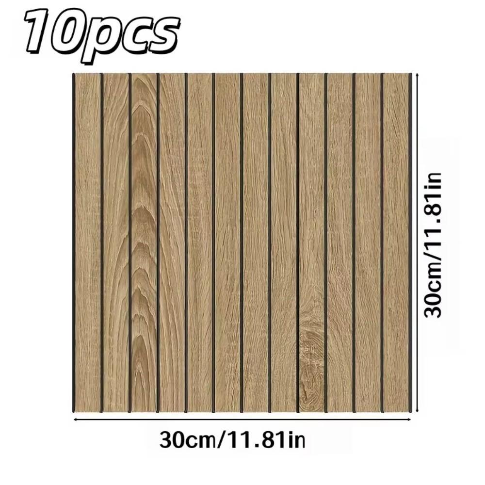 10pcs 30x30cm Wood Grain Wallpaper Waterproof Foam Wall Stickers Durable Wall Decoration Stickers