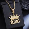 Унисекс Европейский и Американский Корона Буква KING Полностью Алмазный Подвеска Ожерелье - Модное Хип-Хоп Украшение