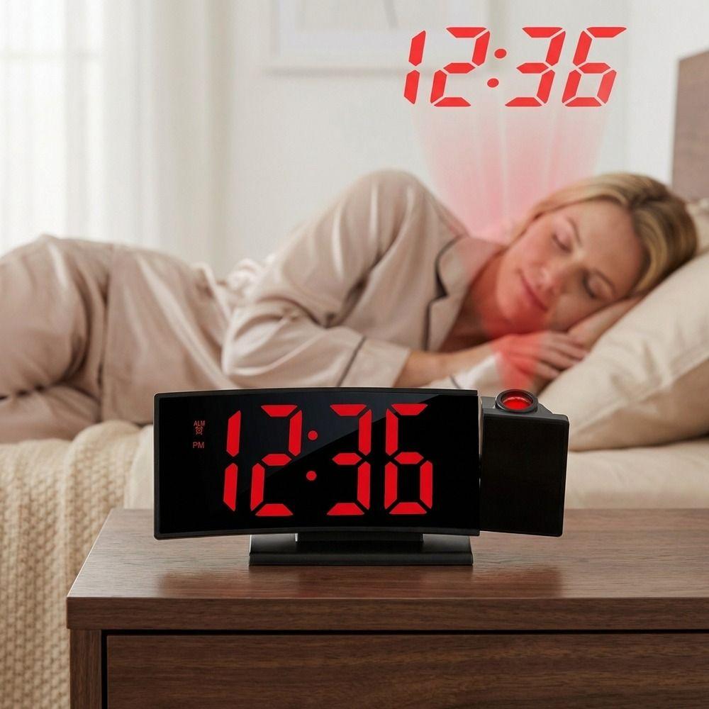 Calendar Display Digital Clock 180° Rotating Projection Electronic Clock Bedroom Use