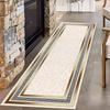 Black & Gold Leaf Pattern Runner Rug Luxury Wave Design Non-Slip Hallway & Living Room Carpet Home Decor