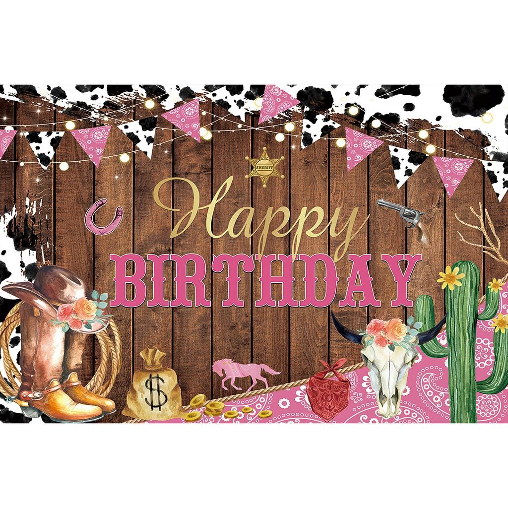 Barn Farm Birthday Backdrop Western Cowboy Photography Background Wood House Door Wild West Rodeo Party Decorations Girl Banner