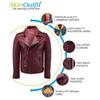 SKINOUTFIT Men's Motorcycle Leather Jacket Genuine Dark Red Lambskin Café Racer Biker Outerwear