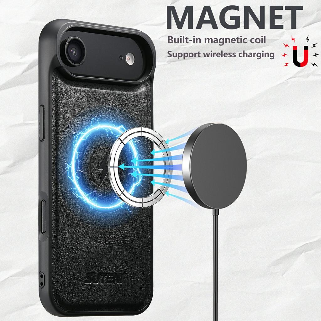 SUTENI Q-05 For iPhone 17 Air Wallet Case 2 in 1 Detachable Leather Flip Phone Cover with Stand